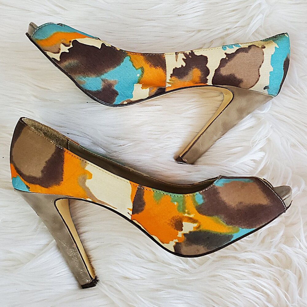 Westies Emmy Multicolor Open Toe High Heels SZ 8